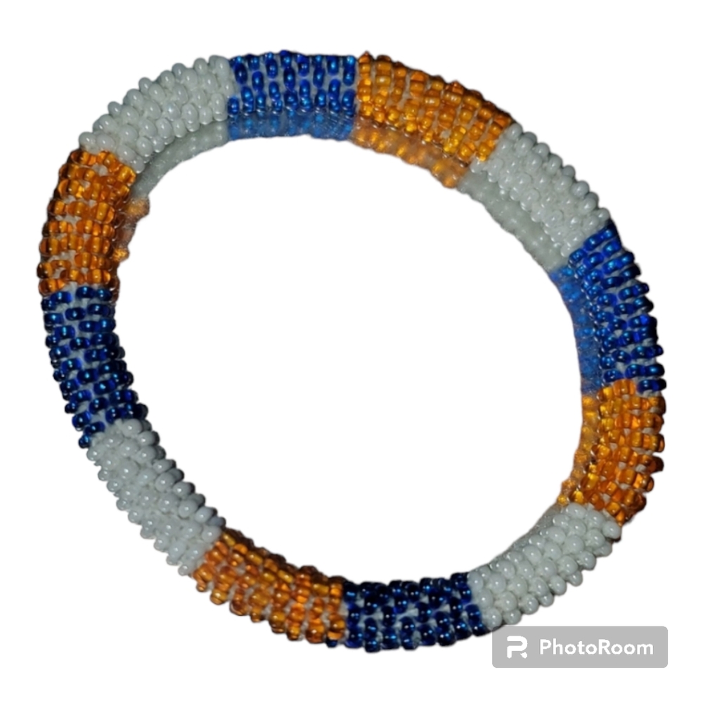 University of Florida Glass Bead Bracelet Blue, Orange, White (EUC)